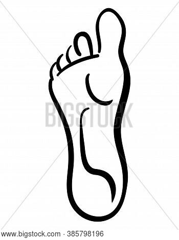 Black Illustration Of Line Style Human Foot, Minimalitic Logo Icon