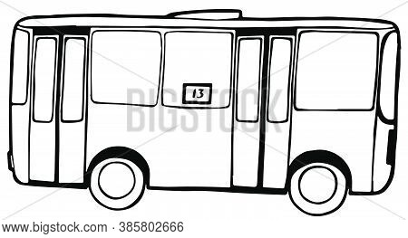 A Small Bus Of Yesteryear For Passenger Transport. Vector Illustration