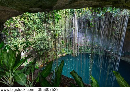 Unusual natural tropical  landscapes - Ik-Kil Cenote,  Mexico