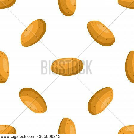 Illustration On Theme Of Bright Pattern Brown Potato, Vegetable Batat For Seal. Vegetable Pattern Co