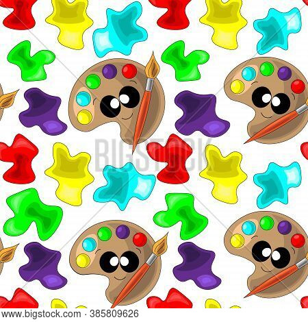 Seamless Vector Pattern With Paints And Stains