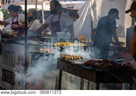 Kyiv, Ukraine - September 12, 2020: Celebration Of Georgian Wine And Cuisine Kartuli Fest. Vendors O