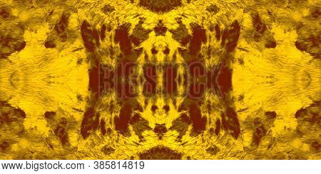 Stain Dye Pattern. Yellow Seamless Design. Bright Splash Tie Pattern. Sun Cold. Hippy Textures. Brow
