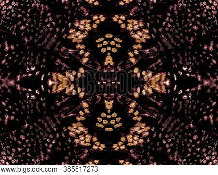 Animal Skin Seamless Pattern. Abstract Snake Pattern. Dark Cobra Texture. Brown Seamless Animal Prin