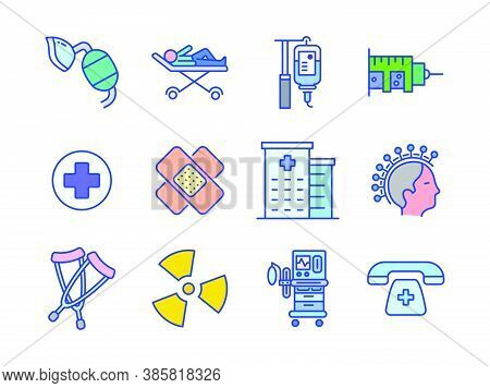 Advanced Design Healthcare And Medical Vector Filed Colored Line Icons Style 2 Vol 4