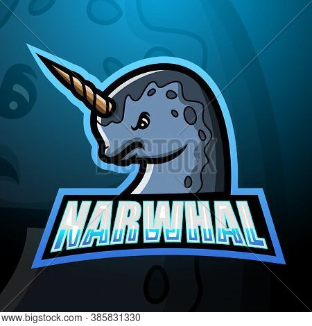 Vector Illustration Of Narwhal Mascot Esport Logo Design