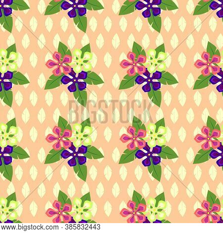 Seamless Pattern Tropical Flowers Background Full Colours