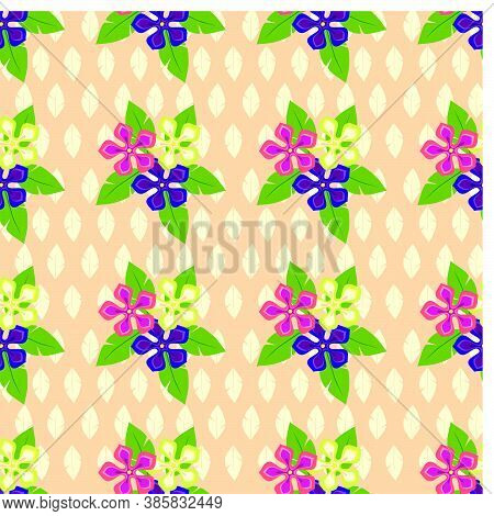 Seamless Pattern Tropical Flowers Background Full Colours