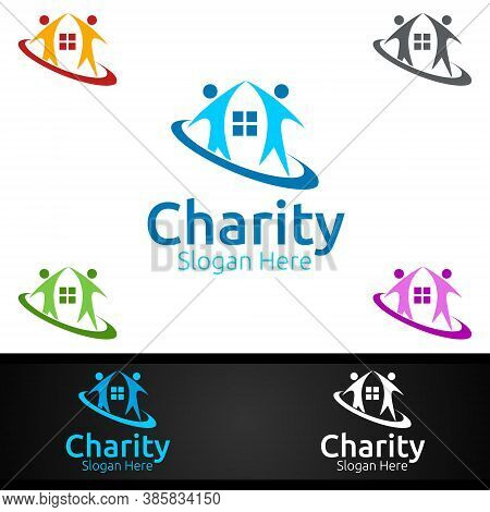 Home Helping Hand Charity Foundation Creative Logo For Voluntary Church Or Charity Donation Design