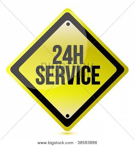 24 Timmars Service gul skylt