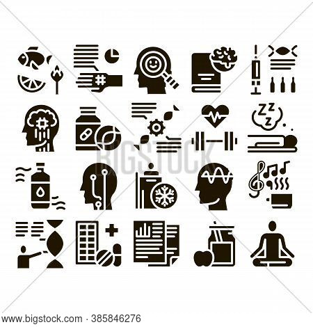 Biohacking Collection Elements Icons Set Vector Thin Line. Meditation And Brain, Dna And Helix, Gene