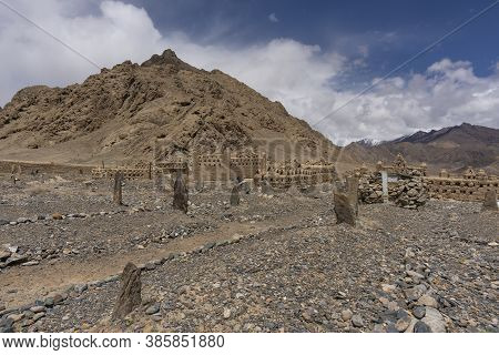 Graveyard With Old Abandoned Mud Graves And Tombs In Murghab In Tajikistan.