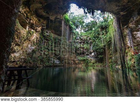 Unusual natural tropical  landscapes - Ik-Kil Cenote,  Mexico
