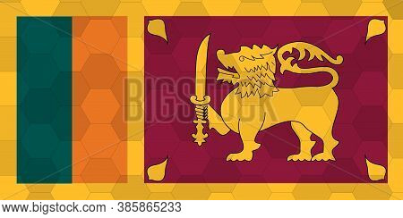 Real Size Sri Lanka Flag Illustration. Futuristic Sri Lankan Flag Vector Graphic Is A Symbol Of Inno
