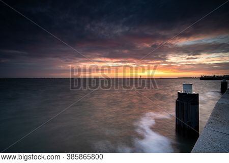 Beautiful Sunset At The Markermeer In The Netherlands