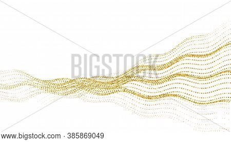 Beautiful Golden Sparkle Wave On White Background