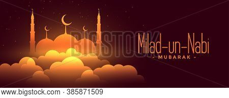Milad Un Nabi Shiny Festival Glowing Banner Design