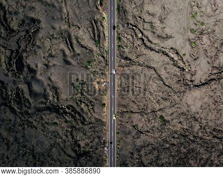 Aerial View Of Frozen Lava On Lanzarote, Concept Surface Of Mars