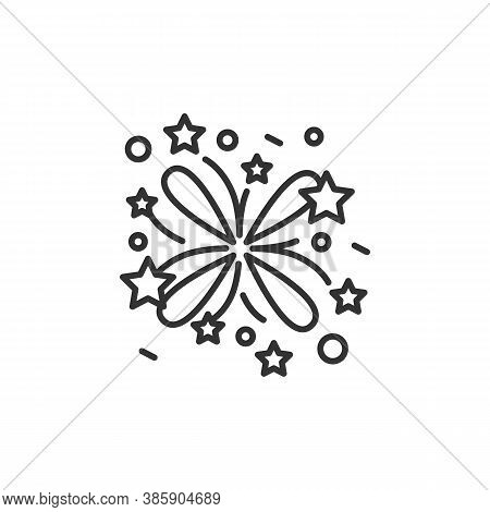 Fireworks Line Icon. Pyrotechnics. New Year Celebration. Celebrating Moments, Details And Festive De