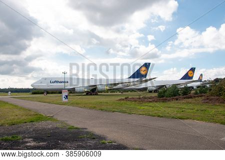 Twente, provincie Overijssel the Netherlands, 08-29-2020, Aircrafts on the ground at airport twente,