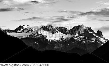 Alpine Mountain Peaks Covered With Snow, Near Mont Blanc, High Resolution