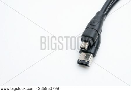Digital Cable With Plugs Standard Dv, 1394 And Ilink On Isolated White Background
