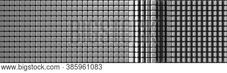 Abstract Dark Grey Metal Cubes Polygon Wall Pattern Background. 3d Render Dark Grey Cubic Polygon Wa
