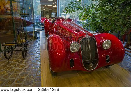 Arkhangelskoe, Russia - August 26, 2020: Sports Retro Car Alfa Romeo 8c2900b In The Vadim Zadorozhny