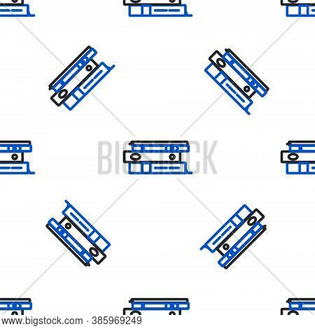 Line Office Folders With Papers And Documents Icon Isolated Seamless Pattern On White Background. Of