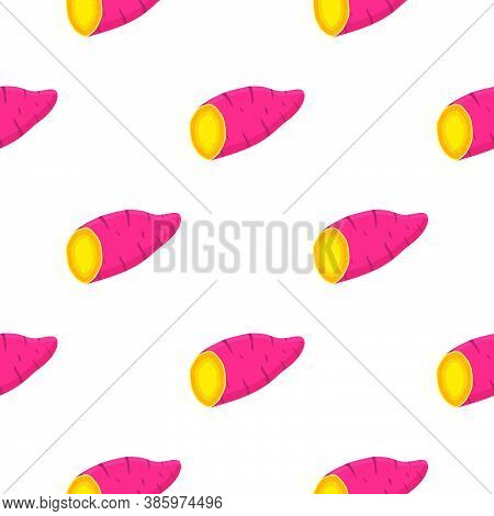 Illustration On Theme Of Bright Pattern Sweet Potato, Vegetable Yam For Seal. Vegetable Pattern Cons