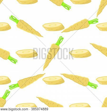 Illustration On Theme Of Pattern Plant Parsnip, Vegetable Root For Seal. Vegetable Pattern Consistin