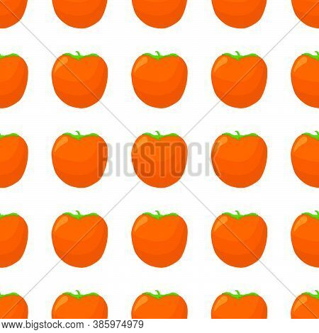 Illustration On Theme Big Colored Seamless Persimmon, Fruit Pattern For Seal. Fruit Pattern Consisti