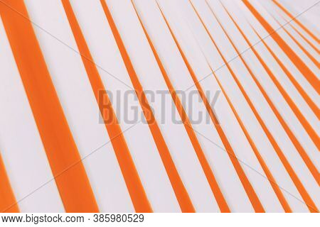 Abstract Orange And White Lines Building. Orange Pattern On White Background. Geometric Pattern. Wal