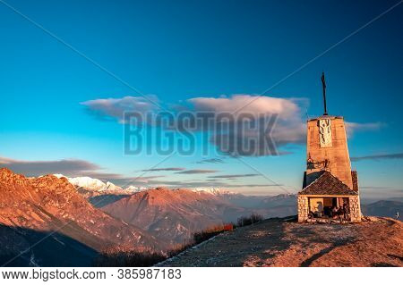 Winter Sunset From An Alpine Peak Of Friuli-venezia Giulia