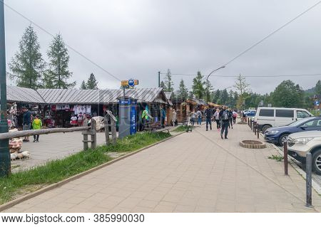 Zakopane, Poland - June 14, 2020: The Sidewalk Next To The Ski Jump In Zakopane.