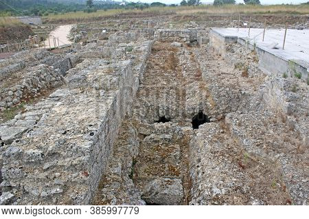 Walls Of The Roman Remains In Conimbriga, Portugal