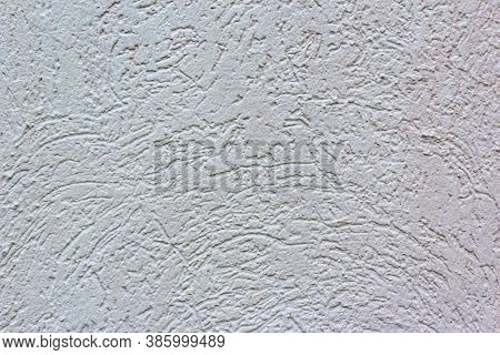 Decorative White Wall Plaster Pattern Stylized In Bark Beetle Texture. The White Texture Of The Surf