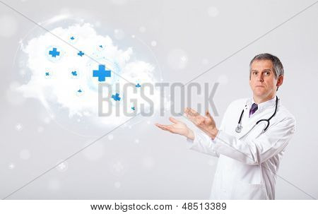 Tıbbi işaretleri ile soyut bulut dinleme Proffesional doktor