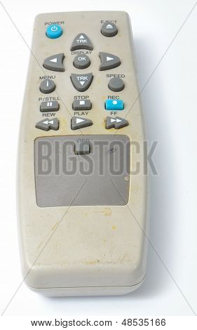 Beskidt gammel VCR fjernbetjening fra forsiden