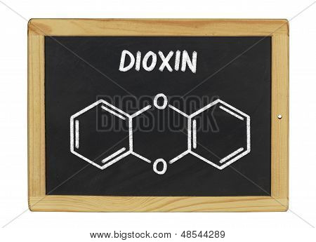 chemický vzorec dioxinů na tabuli