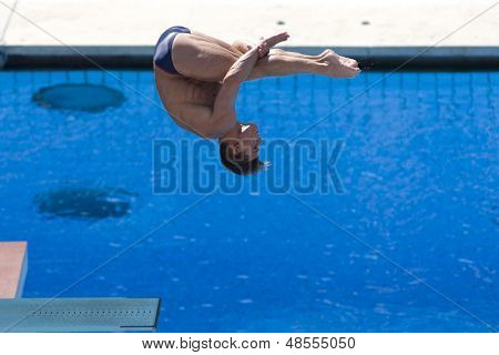 23 Lipca 2009; Rzym Włochy; Troy Dumais (USA) w ostatniej rundzie trampolina 3m mężczyzn 