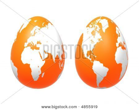 Deux œufs 3D monde à Orange