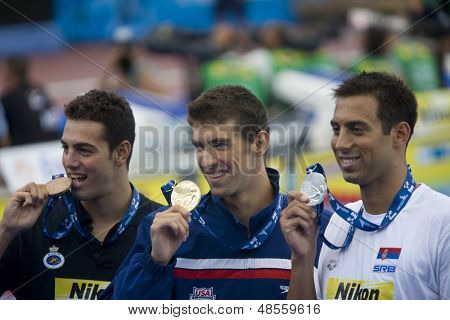 Heinäkuu 01 2009; Italia Rooma Raphael Munoz (ESP) Michael Phelps (USA) Milorad Cavic (SRB) 13 f
