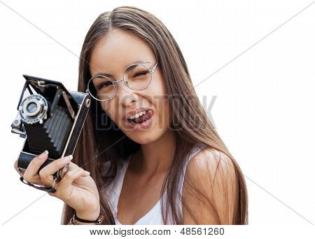 The girl in style hipster