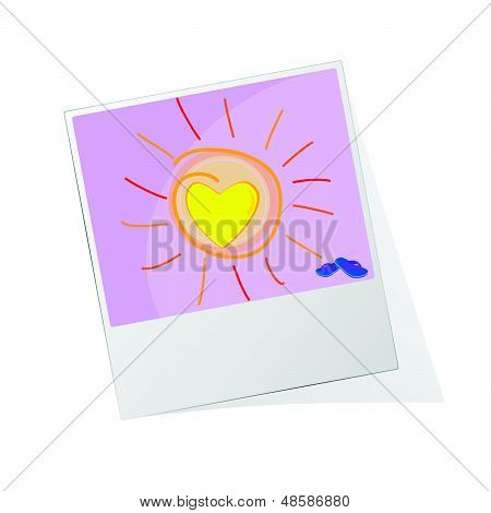 Photo Frame With Sun Illustration Vector