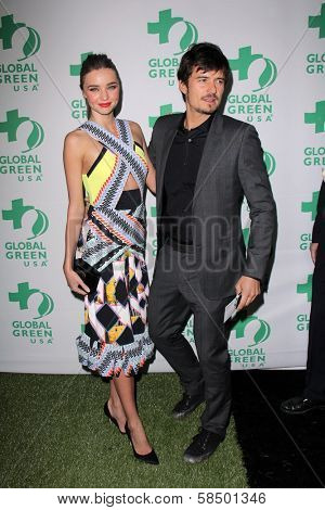 Miranda Kerr, Orlando Bloom at the Global Green USA's 10th Annual Pre-Oscar Party, Avalon, Hollywood, CA 02-20-13