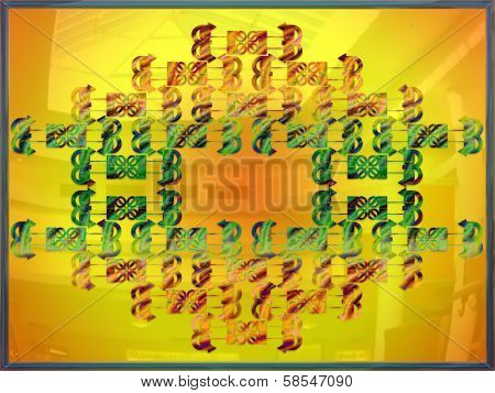 Abstract Composition With A Colored Letters On A Yellow Image.