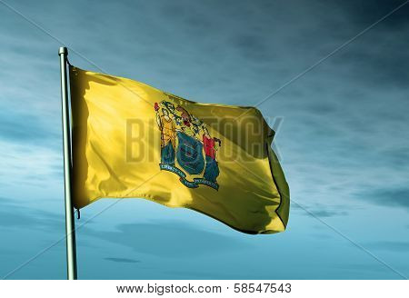 New Jersey (USA) flag waving on the wind