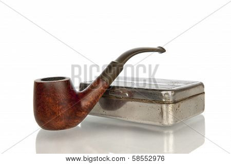 Pipe With Shag Box Isolated In White