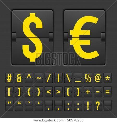 Scoreboard symbols alphabet mechanical panel